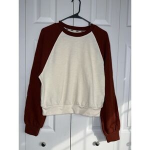 Madewell MWL Sweatshirt Colorblock Baseball Slight Crop Raglan Sleeve Cotton M